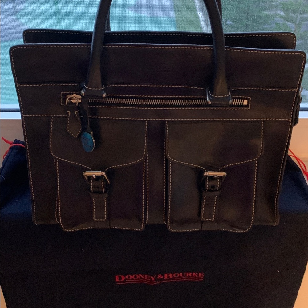 Dooney & Bourke ALTO Black Italian Leather Briefcase - Picture 4 of 17